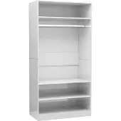 Syfax Kleiderschrank Hochglanz-Weiß 100x50x200 cm Holzwerkstoff
