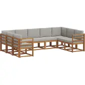 vidaXL Outdoor-Sofagarnitur 9 Stk. Natürlich und Hellgrau