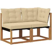 vidaXL 2 stk. Outdoor Mittel- und Ecksofa Natur