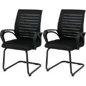 Mendler 2er-Set Esszimmerstuhl MCW-K51, Stuhl Armlehne, Stoff/Textil (250g/m²) MVG schwarz, Gestell schwarz