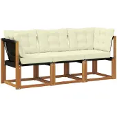 vidaXL Outdoor Mittel- und Ecksofa mit Kissen 3 Stück Natur