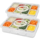 Rosenstein & Söhne 2er-Set Snackboxen mit 8 herausnehmbaren Fächern, Deckel und Griff