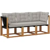 vidaXL Outdoor Mittel- und Ecksofa mit Kissen 3 Stück Natur