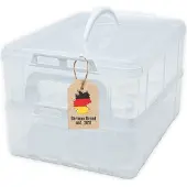 Intirilife Transportbox Behälter für Kuchen und Cupcakes 2 Etagen aus Kunststoff in Weiß - 36.1 x 26.1 x 21.2 cm - Transportbehälter für Muffins Kuchenbox
