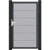 MR-Zaun Nova PVC Tor Universal-DIN einflügelig, mit Torpfosten, Silbergrau