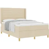 vidaXL Boxspringbett mit Matratze Creme 160 x 200 cm Stoff