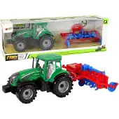 Lean Toys LeanToys Traktor mit Pflug Friktionsantrieb Rot