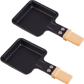 Syntrox Germany Syntrox Raclette Pfännchen viereckig mit Bambusgriff 2 Stück