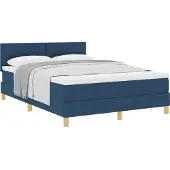 vidaXL Boxspringbett mit Kissen mit Kopfteil Blau 160 x 200 cm Stoff