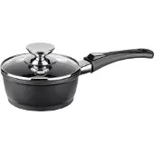 Berndes Stieltopf mit Glasdeckel 16 cm, Aluguss, schwarz - Vario Click (neue Version)