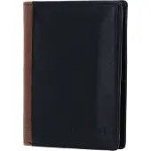 Chiemsee Leder Geldbörse Houston RFID Wallet With Flap Black / Cognac schwarz braun