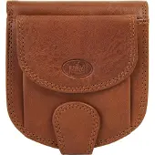 Piké Braune Bifold Geldbörse aus italienischem Rindleder mit Lederriemen, Druckknopfverschluss, Münzfach, 6 Kartenfächern und 1 Scheinfach