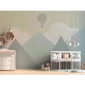 A.S. Création Vliestapete "Fototapete Berge mit Heißluftballon Pastell" matt strukturiert