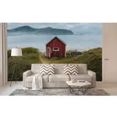 A.S. Création Vliestapete "Fototapete Nordische Hütte am Meer" matt strukturiert