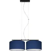 Licht-Erlebnisse Hängeleuchte Metall Stoff H: max. 100 cm Schwarz Blau Weiß E27 2-flammig länglich Modern Hängelampe