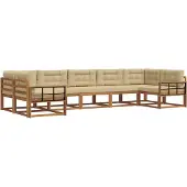 vidaXL Outdoor-Sofagarnitur mit Kissen 7 pcs Natur und Beige