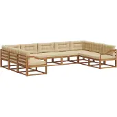 vidaXL Outdoor-Sofagarnitur 9 Stk. Natur und Beige
