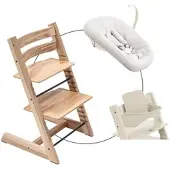 Stokke TRIPP TRAPP Bundle Treppenhochstuhl inklusive Newbornset Vanilla White & Babyset, natur