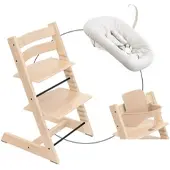 Stokke Tripp Trapp Bundle Treppenhochstuhl inklusive Newbornset Vanilla White & Babyset, natur
