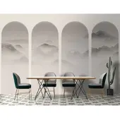 Living Walls Vliestapete "Fototapete Berglandschaft Grau Beige Asiatisch" matt glatt