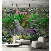 Living Walls Vliestapete "Papageien-Tapete Bunt – Exotische Mustertapete" matt glatt