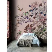 Living Walls Vliestapete "Kolibri-Tapete florales Muster – Vögel & Blumen" matt glatt