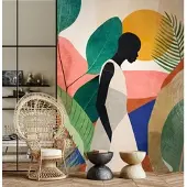 Living Walls Vliestapete "Künstlerische Tapete mit Frauensilhouette Bunt" matt glatt
