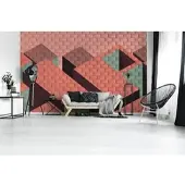 A.S. Création Vliestapete "Geometrische 3D-Tapete Rosa Grün Backsteinoptik" matt strukturiert