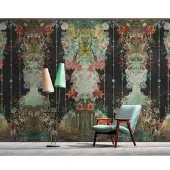 Living Walls Vliestapete "Floral-Orientalische Tapete Grün Schwarz antik" matt glatt