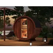 Fjordholz Fass-Sauna Modell Leo mit Halbrundfenster