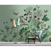 Living Walls Vliestapete "Kolibri-Tapete florales Muster – Vögel & Blumen" matt glatt