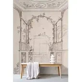 Living Walls Vliestapete "Tapete Vögel & Architektur Beige Braun Historisch" matt glatt