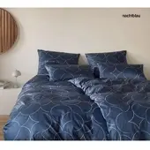 Elegante Mako-Satin Bettwäsche Circus - 155x220 cm + 80x80 cmnachtblau