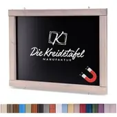 Die Kreidetafel Manufaktur Magnetische Kreidetafel - Magnettafel mit Holzrahmen / Taupe 90x60cm