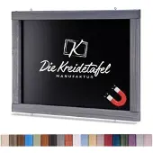 Die Kreidetafel Manufaktur Magnetische Kreidetafel - Magnettafel mit Holzrahmen / Grau 90x60cm