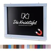 Die Kreidetafel Manufaktur Magnetische Kreidetafel - Magnettafel mit Holzrahmen / Glockenblumenblau 65x65cm
