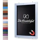 Die Kreidetafel Manufaktur Magnetische Kreidetafel - Magnettafel mit Holzrahmen / Glockenblumenblau 60x140cm