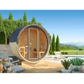 Fjordholz Fass-Sauna Modell Mini 100 mit Vollglasfront Fichte
