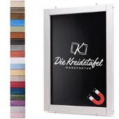 Die Kreidetafel Manufaktur Magnetische Kreidetafel - Magnettafel mit Holzrahmen / Steingrau 60x90cm
