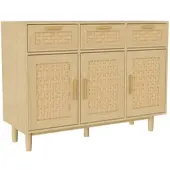 PXloue Buffetschrank Sideboard aus Massivholz mit Schubladen 108x40x80cm