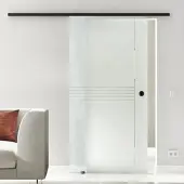 Levidor Glasschiebetür Komplettset 90 x 205 cm München Schwarz mit Griffmuschel