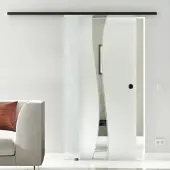 Levidor Glasschiebetür Komplettset 90 x 205 cm Bremen Schwarz mit Griffmuschel