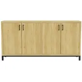 PXloue Sideboard Holzoptik mit Metallgriffen Schwarz 160x35x80cm