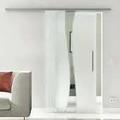Levidor Glasschiebetür Komplettset 90 x 205 cm Bremen Edelstahl mit Stangengriff