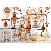 A.S. Création Vliestapete "Retro Fototapete Kaffeeroboter Braun Orange" matt strukturiert