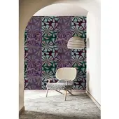 Living Walls Vliestapete "Retro-Blumen-Tapete Bunt Lila Türkis 70er Stil" matt glatt