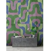 Living Walls Vliestapete "Psychedelische Retro-Tapete Grün Lila Blau 70er" matt glatt