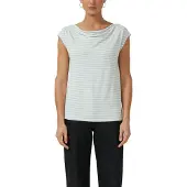 s.Oliver Black Label T-Shirt mit Wasserfallausschnitt und Streifen-Design