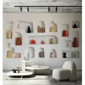Living Walls Vliestapete "Tapete in Nischen-Optik Creme Beige 3D-Effekt" matt glatt