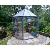 Palram Aluminium Gewächshaus Oasis Grau Ø 245x267 cm